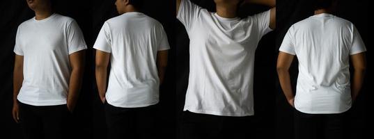 stylish men wear plain T-shirts for mockups. blank t-shirt design displays from the back and front sides. photo