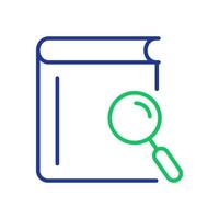 Magnifying Glass with Book Line Icon. Search Books concept. Bookstore Linear Icon. Search Button for Web Pages. Library and Bookstore symbol. Editable stroke. Vector illustration.
