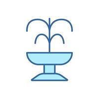 Fountain Line Icon. Fountain of Pouring water Linear Pictogram. Park and Garden Architecture Color Outline Icon. Editable Stroke. Isolated Vector Illustration.