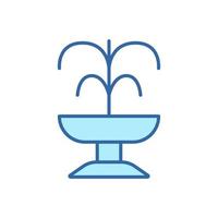 Fountain Line Icon. Fountain of Pouring water Linear Pictogram. Park and Garden Architecture Color Outline Icon. Editable Stroke. Isolated Vector Illustration.