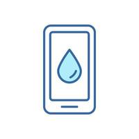Water Drink Reminder Linear Icon. App of Daily Water Tracker for Mobile Phone. Smartphone with Application for remind Drink Dose. Water Planner Line Icon. Editable stroke. Vector illustration.