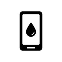 icono de silueta de recordatorio de bebida de agua. aplicación de seguimiento diario de agua para teléfono móvil. teléfono inteligente con aplicación para recordar la dosis de bebida. icono negro del planificador de agua. ilustración vectorial aislada. vector