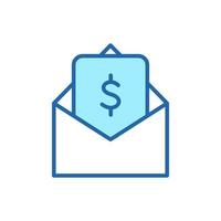 Envelope with Payment Bill linear Icon. Dollar Bill Line Pictogram. Financial Reward, Payment and Transfer Icon. Opened Envelope with Money. Editable stroke. Vector illustration.