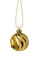 Golden Christmas ball isolated on white background photo