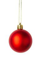 Red Christmas ball isolated on white background photo