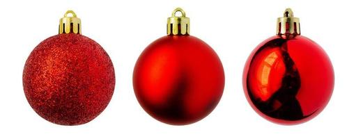 Red Christmas ball set isolated on white background photo
