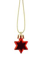 Red Christmas star ornament bauble isolated on white background photo