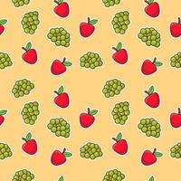 Fruity collage with apple and grapes pattern seamless vector