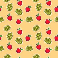 Fruity collage with apple and grapes pattern seamless vector