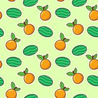 Fruity collage with orange and watermelon pattern seamless vector