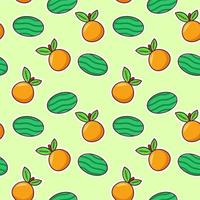 Fruity collage with orange and watermelon pattern seamless vector