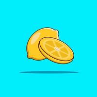 lemon and slice of lemon design illustration for icon fruit vector