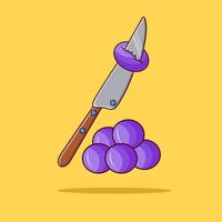 Ilustración de vector de uvas y cuchillo