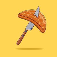 Salmon meat and knife vector illustration for restaurant icon