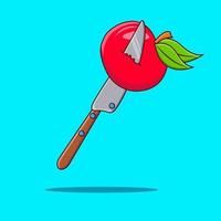 Ilustración de vector de manzana y cuchillo