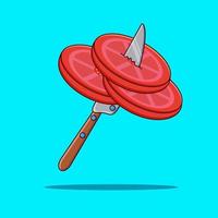 Slice of tomato and knife vector