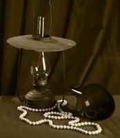 Retro lamp and beads. photo
