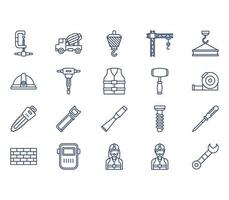 Construction and engineering tools icon set vector