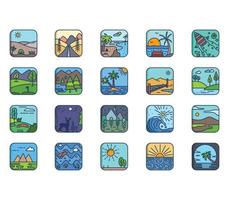 Landscape and environment icon set