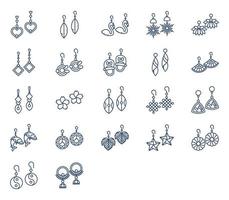 Earrings and jewellery icon set vector