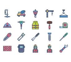 conjunto de iconos de herramientas de construcción e ingeniería vector