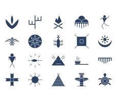 Native American symbol and sign icon set vector