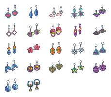 Earrings and jewellery icon set vector