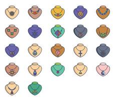 Necklace and jewellery icon set vector