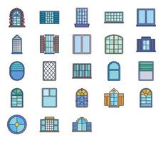 Windows and interior design icon set vector