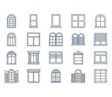 conjunto de iconos de diseño de interiores y ventanas vector