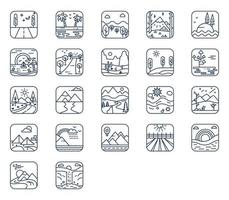conjunto de iconos de paisaje y medio ambiente vector