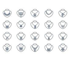 Necklace and jewellery icon set vector