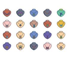 Necklace and jewellery icon set vector