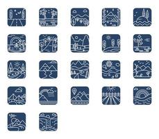 Landscape and environment icon set vector