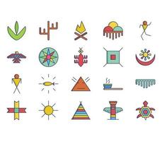 Native American symbol and sign icon set vector