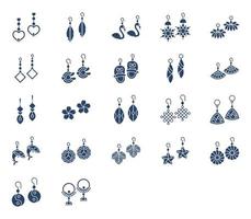 Earrings and jewellery icon set vector