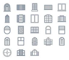 conjunto de iconos de diseño de interiores y ventanas vector