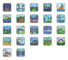 Landscape and environment icon set vector