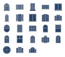 Windows and interior design icon set vector