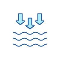Low Tide Linear Color Icon. Waves on the Sea or Ocean Colorful Line Icon. Editable stroke. Vector Isolated Illustration.