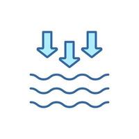 Low Tide Linear Color Icon. Waves on the Sea or Ocean Colorful Line Icon. Editable stroke. Vector Isolated Illustration.