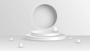 paisaje mínimo con formas geométricas. elemento de producto de visualización de podio blanco, vector de fondo 3d render podio. soporte de productos cosméticos. Ilustración vectorial 3d.