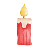 Watercolor Red Candle, Watercolor Christmas Clipart Illustration png