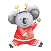 lindo koala en traje de santa, ilustración de la temporada de navidad en acuarela, ilustración de animales de navidad png