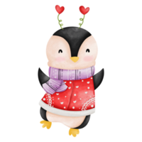 carino pinguino nel Santa costume, acquerello Natale stagione illustrazione, Natale animale illustrazione png