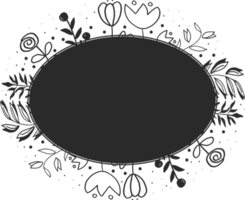 doodle line art wreath frame for logo or social media banner png