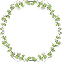 marco de ira de hojas de eucalipto verde estilo doodle png