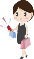 cute character material girl  lifestyle using smart phone for her convenience png