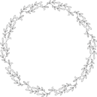 line art doodle spring wreath png