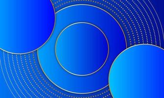 Luxury blue circle overlapping with gold line and dot. vector